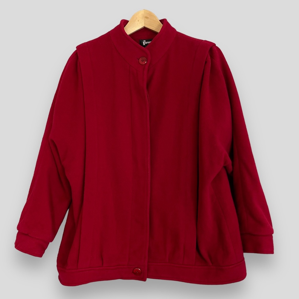 Vintage Coat Wool Blend Women Red Winter Button-Up Classic Forecaster of‎ Boston